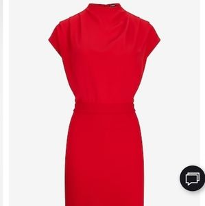 NWT Express Draped Mock Neck midi Sneath Red color‎ Dress, medium size